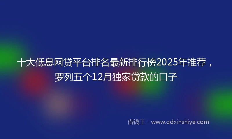 十大低息网贷平台排名最新排行榜2025年推荐，罗列五个12月独家贷款的口子