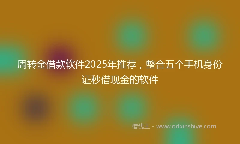 周转金借款软件2025年推荐，整合五个手机身份证秒借现金的软件
