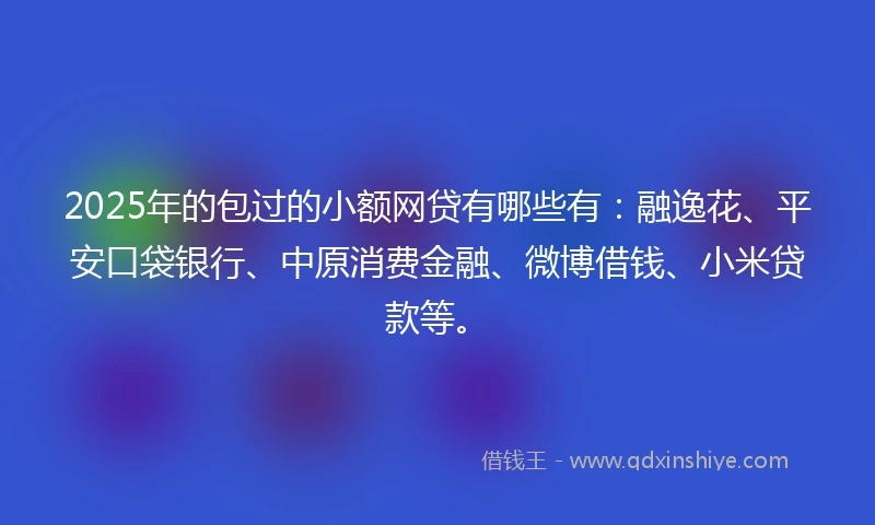 2025年的包过的小额网贷有哪些有：融逸花、平安口袋银行、中原消费金融、微博借钱、小米贷款等。