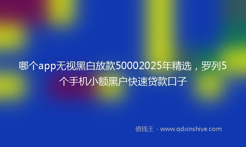 哪个app无视黑白放款50002025年精选，罗列5个手机小额黑户快速贷款口子