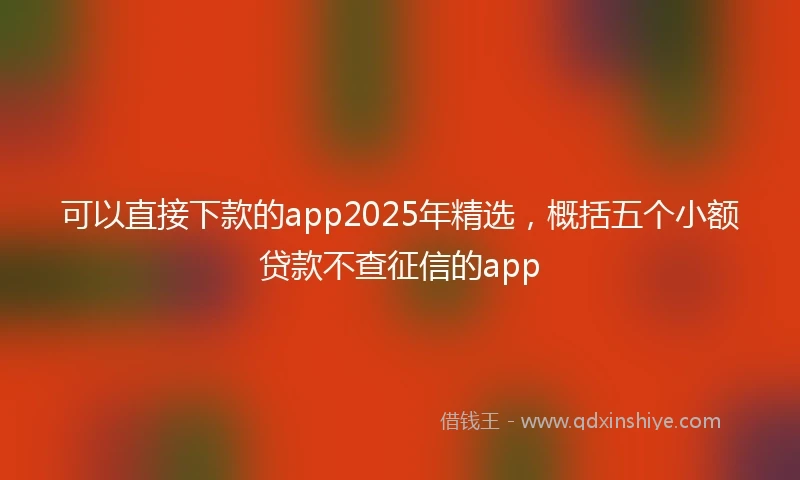 可以直接下款的app2025年精选，概括五个小额贷款不查征信的app