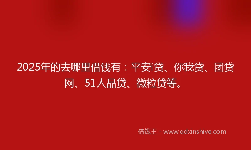 2025年的去哪里借钱有:平安i贷、你我贷、团贷网、51人品贷、微粒贷等。