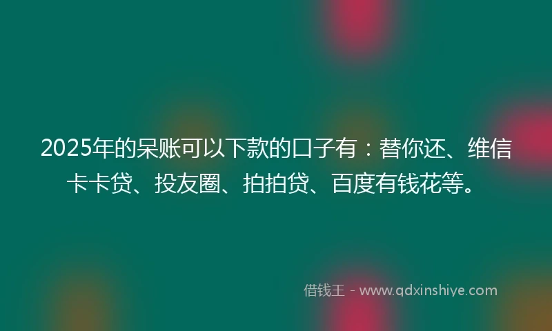 2025年的呆账可以下款的口子有：替你还、维信卡卡贷、投友圈、拍拍贷、百度有钱花等。