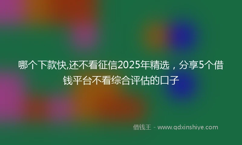 哪个下款快,还不看征信2025年精选，分享5个借钱平台不看综合评估的口子