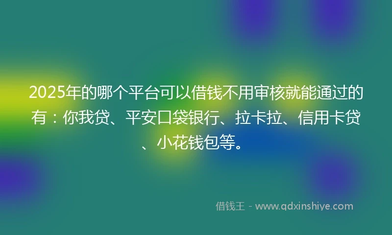 2025年的哪个平台可以借钱不用审核就能通过的有：你我贷、平安口袋银行、拉卡拉、信用卡贷、小花钱包等。