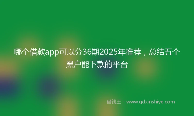 哪个借款app可以分36期2025年推荐，总结五个黑户能下款的平台
