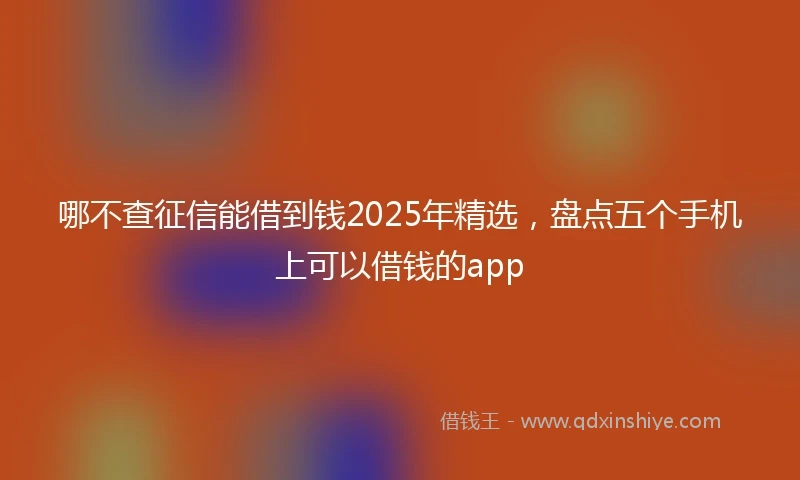哪不查征信能借到钱2025年精选，盘点五个手机上可以借钱的app