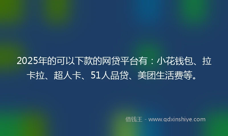 2025年的可以下款的网贷平台有：小花钱包、拉卡拉、超人卡、51人品贷、美团生活费等。