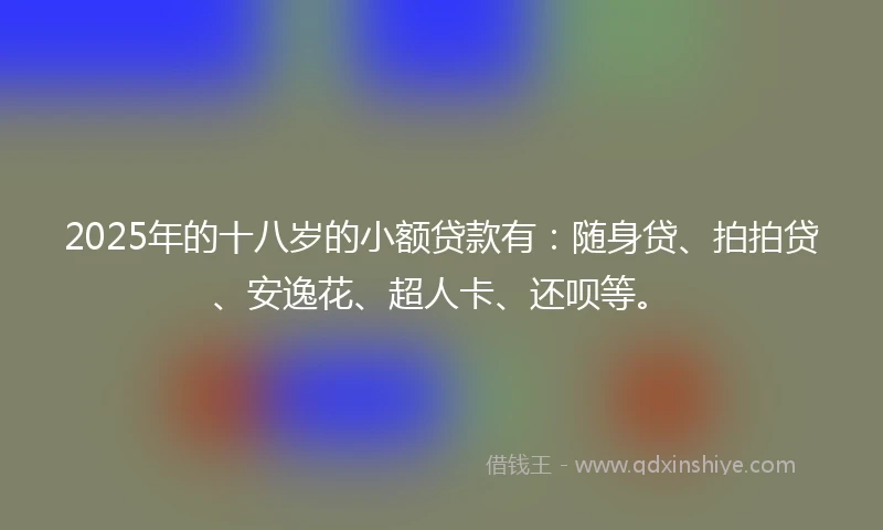 2025年的十八岁的小额贷款有：随身贷、拍拍贷、安逸花、超人卡、还呗等。