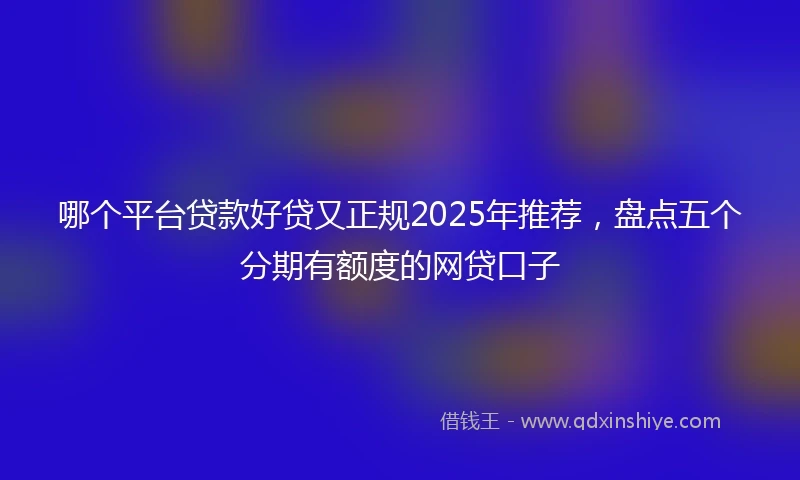哪个平台贷款好贷又正规2025年推荐,盘点五个分期有额度的网贷口子