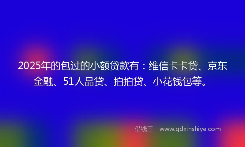 2025年的包过的小额贷款有：维信卡卡贷、京东金融、51人品贷、拍拍贷、小花钱包等。