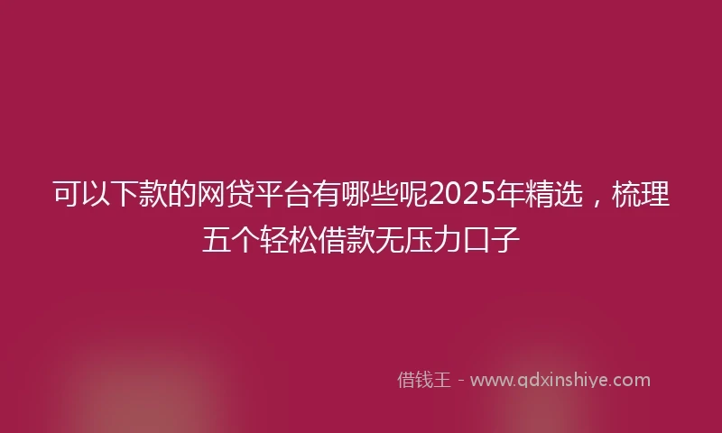 可以下款的网贷平台有哪些呢2025年精选，梳理五个轻松借款无压力口子