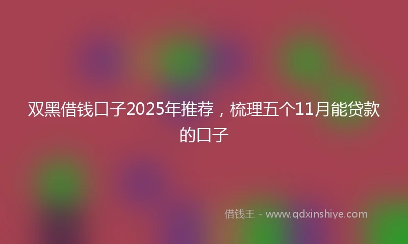 双黑借钱口子2025年推荐，梳理五个11月能贷款的口子