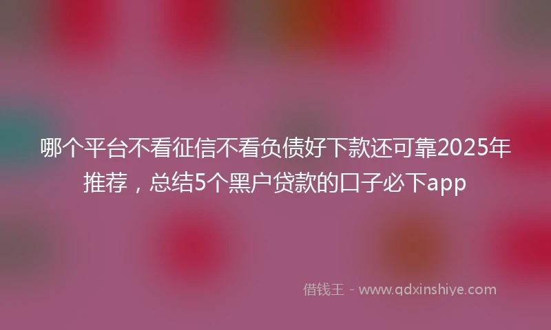 哪个平台不看征信不看负债好下款还可靠2025年推荐，总结5个黑户贷款的口子必下app