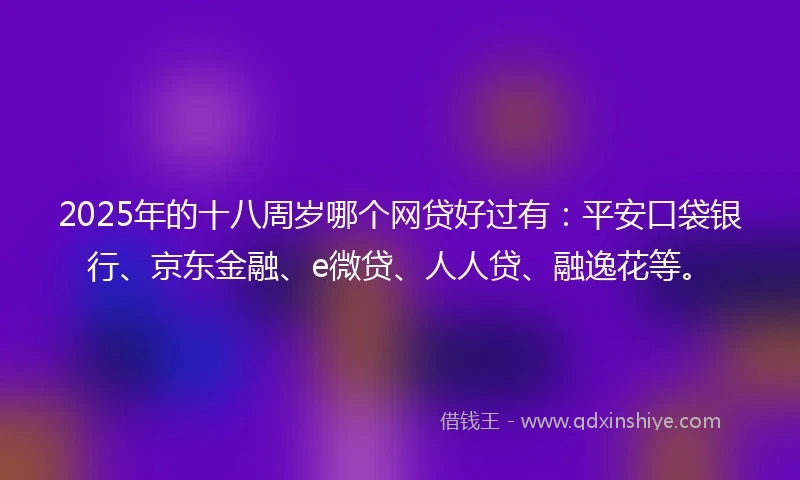 2025年的十八周岁哪个网贷好过有：平安口袋银行、京东金融、e微贷、人人贷、融逸花等。