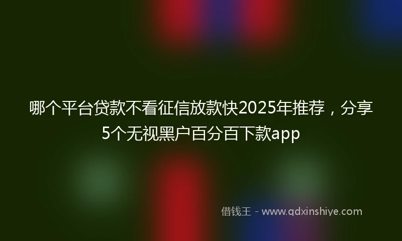 哪个平台贷款不看征信放款快2025年推荐,分享5个无视黑户百分百下款app