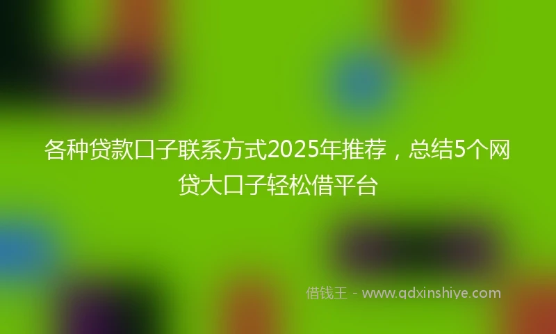 各种贷款口子联系方式2025年推荐，总结5个网贷大口子轻松借平台