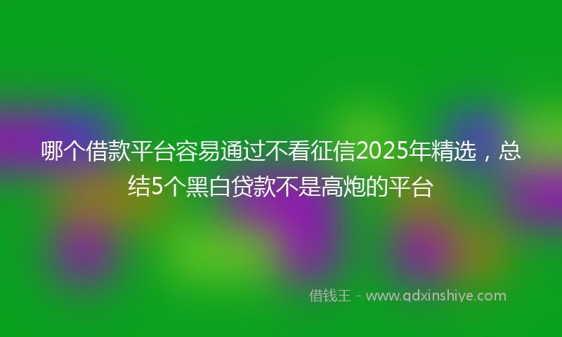 哪个借款平台容易通过不看征信2025年精选，总结5个黑白贷款不是高炮的平台