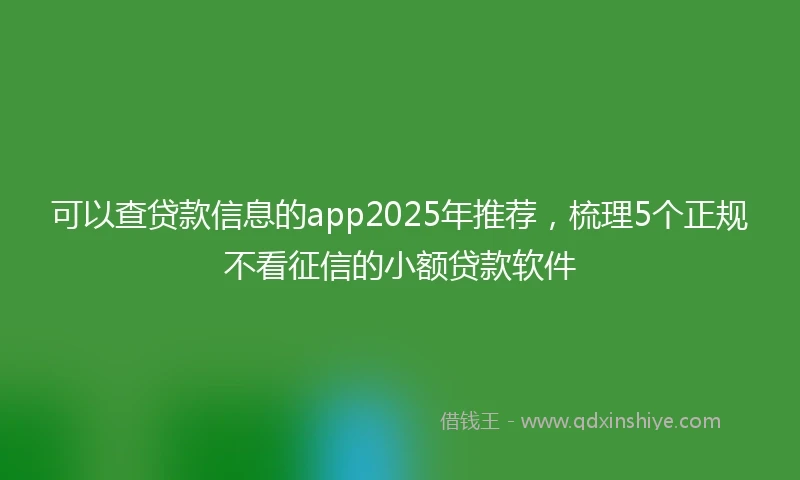 可以查贷款信息的app2025年推荐，梳理5个正规不看征信的小额贷款软件