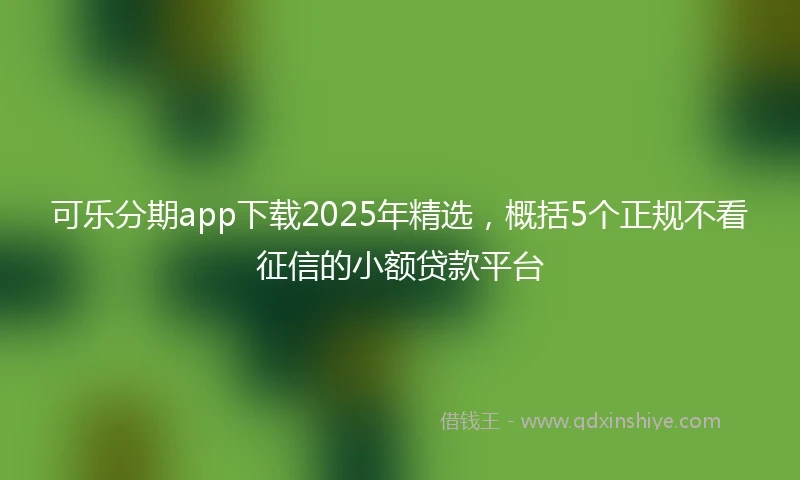 可乐分期app下载2025年精选，概括5个正规不看征信的小额贷款平台