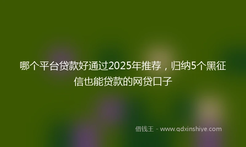 哪个平台贷款好通过2025年推荐，归纳5个黑征信也能贷款的网贷口子