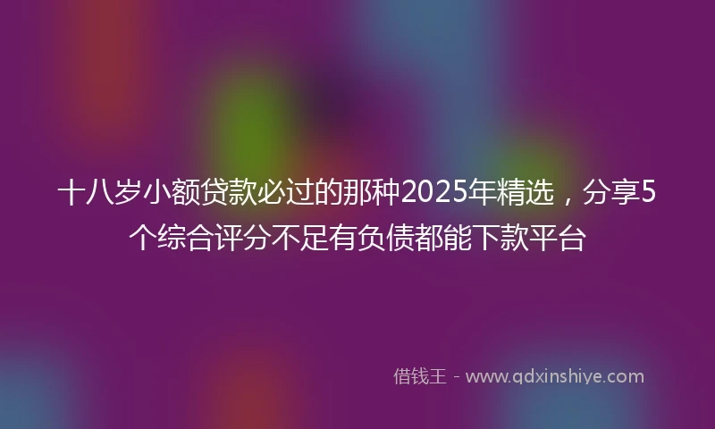 十八岁小额贷款必过的那种2025年精选，分享5个综合评分不足有负债都能下款平台