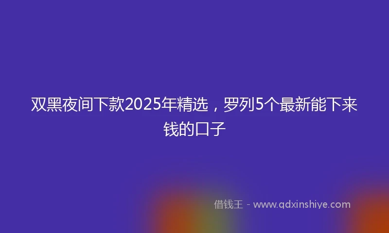 双黑夜间下款2025年精选，罗列5个最新能下来钱的口子