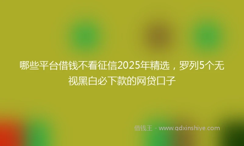 哪些平台借钱不看征信2025年精选，罗列5个无视黑白必下款的网贷口子