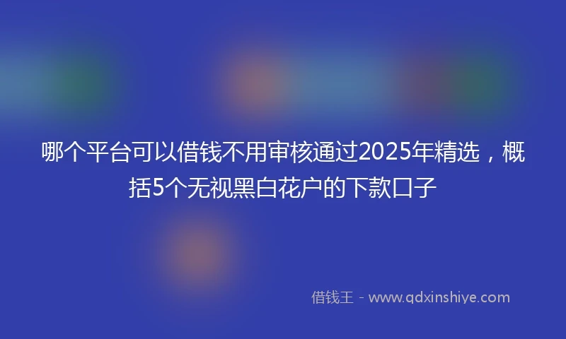 哪个平台可以借钱不用审核通过2025年精选，概括5个无视黑白花户的下款口子