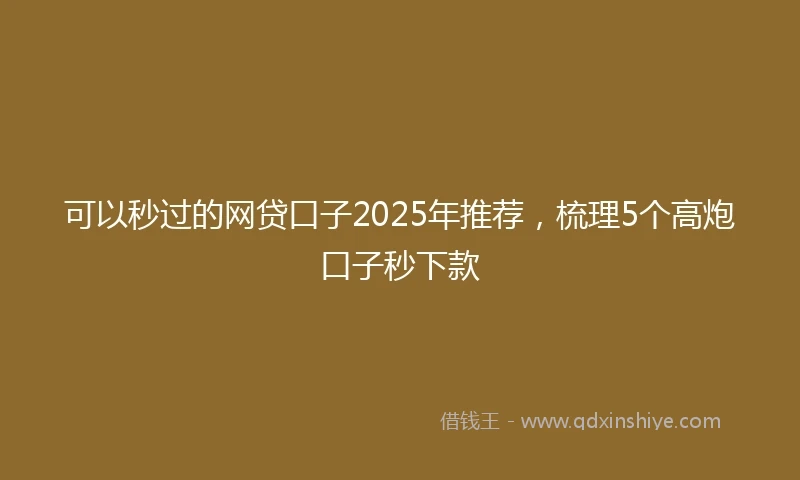 可以秒过的网贷口子2025年推荐，梳理5个高炮口子秒下款