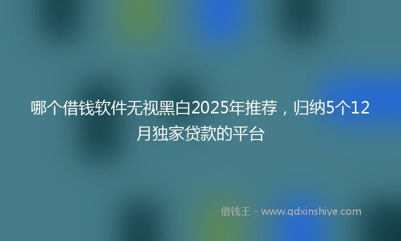 哪个借钱软件无视黑白2025年推荐，归纳5个12月独家贷款的平台