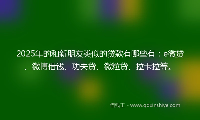 2025年的和新朋友类似的贷款有哪些有：e微贷、微博借钱、功夫贷、微粒贷、拉卡拉等。