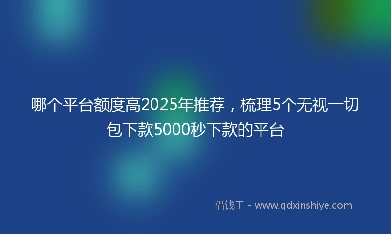 哪个平台额度高2025年推荐，梳理5个无视一切包下款5000秒下款的平台