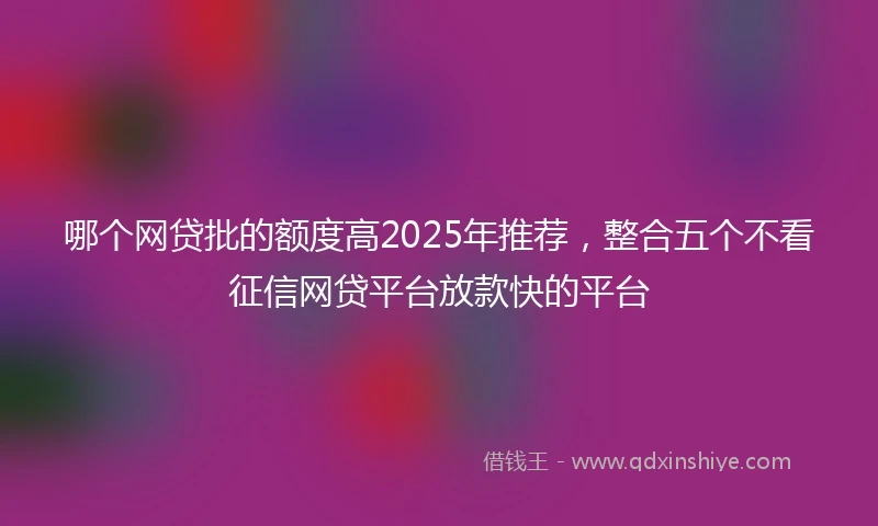 哪个网贷批的额度高2025年推荐，整合五个不看征信网贷平台放款快的平台