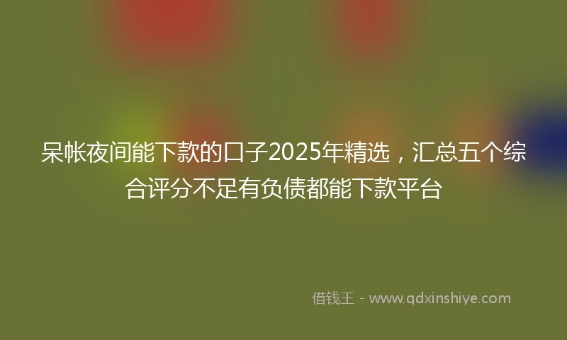 呆帐夜间能下款的口子2025年精选，汇总五个综合评分不足有负债都能下款平台