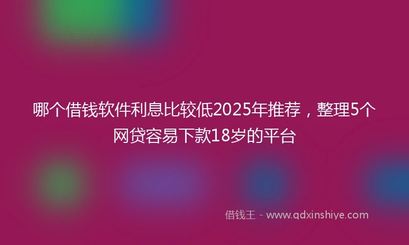 哪个借钱软件利息比较低2025年推荐，整理5个网贷容易下款18岁的平台