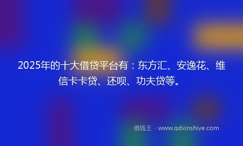 2025年的十大借贷平台有：东方汇、安逸花、维信卡卡贷、还呗、功夫贷等。