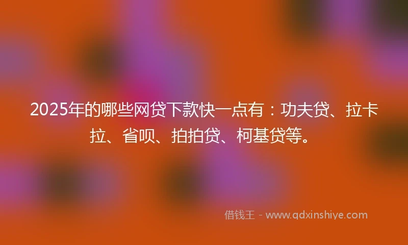 2025年的哪些网贷下款快一点有：功夫贷、拉卡拉、省呗、拍拍贷、柯基贷等。