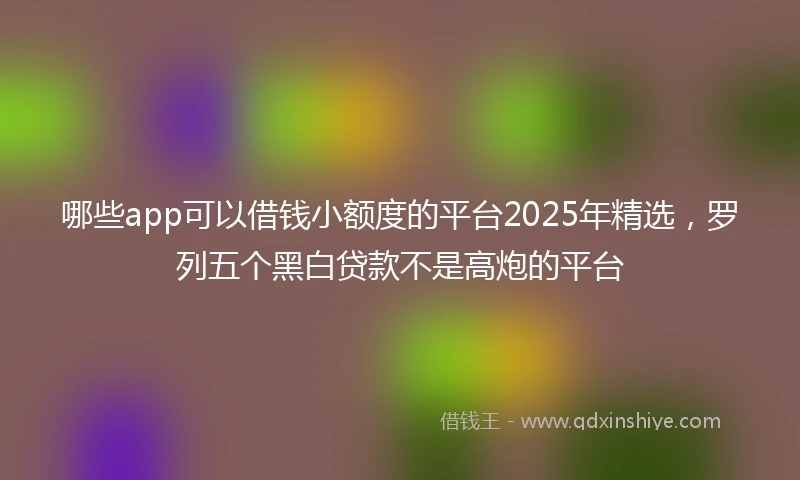 哪些app可以借钱小额度的平台2025年精选，罗列五个黑白贷款不是高炮的平台