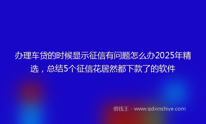 办理车贷的时候显示征信有问题怎么办2025年精选，总结5个征信花居然都下款了的软件