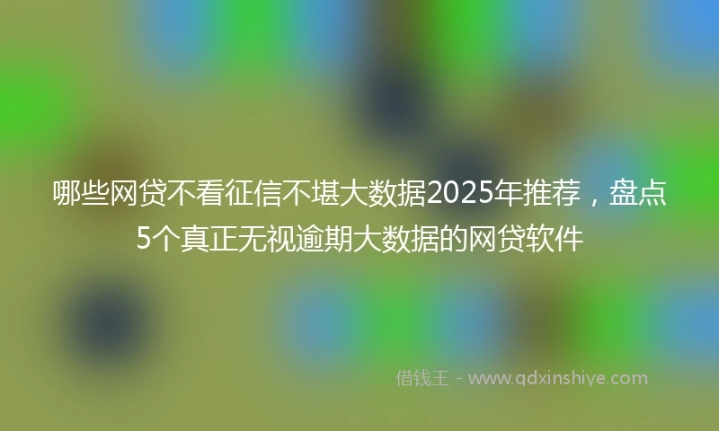哪些网贷不看征信不堪大数据2025年推荐，盘点5个真正无视逾期大数据的网贷软件