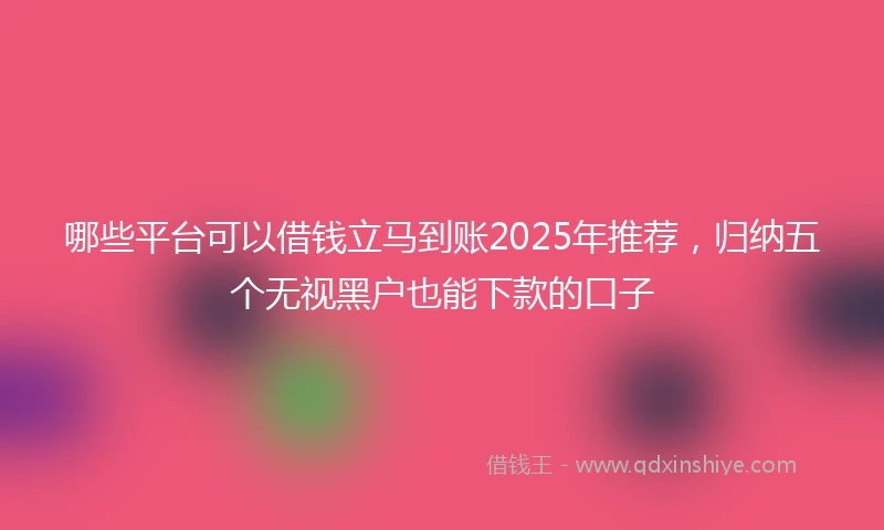 哪些平台可以借钱立马到账2025年推荐，归纳五个无视黑户也能下款的口子