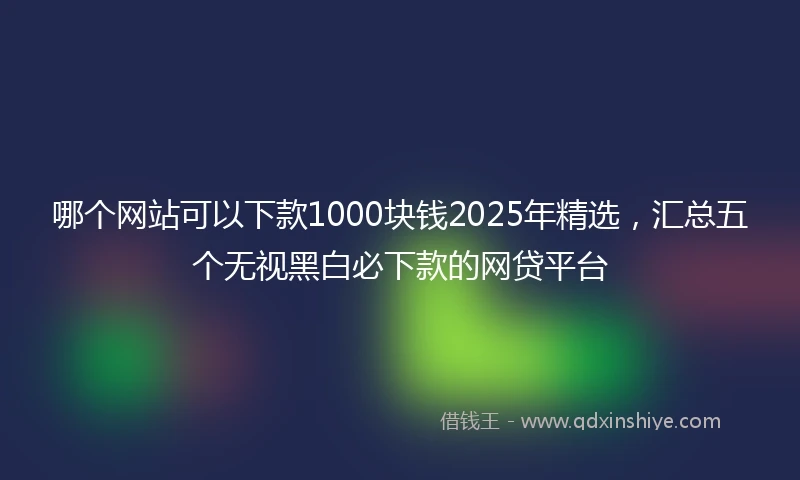 哪个网站可以下款1000块钱2025年精选，汇总五个无视黑白必下款的网贷平台
