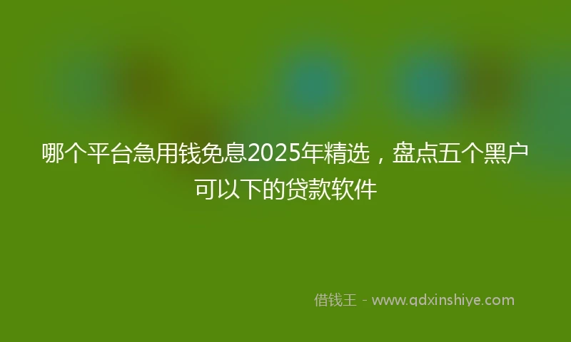 哪个平台急用钱免息2025年精选，盘点五个黑户可以下的贷款软件