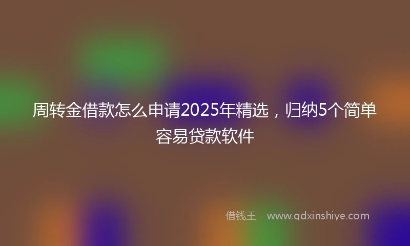 周转金借款怎么申请2025年精选，归纳5个简单容易贷款软件