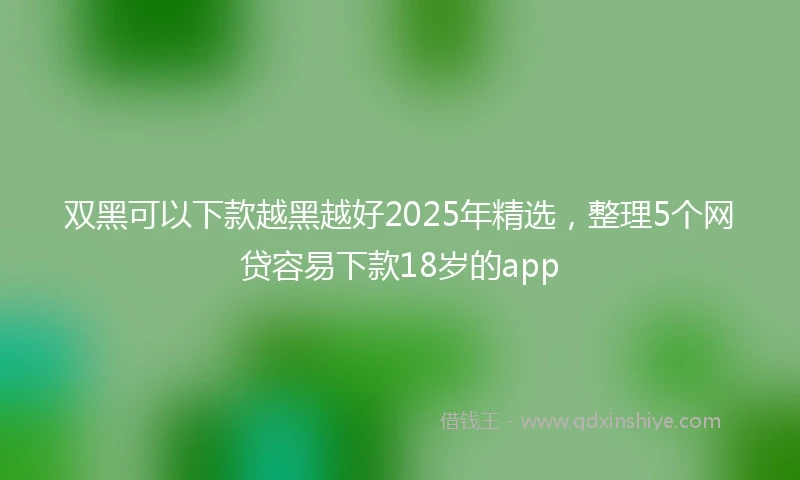 双黑可以下款越黑越好2025年精选，整理5个网贷容易下款18岁的app