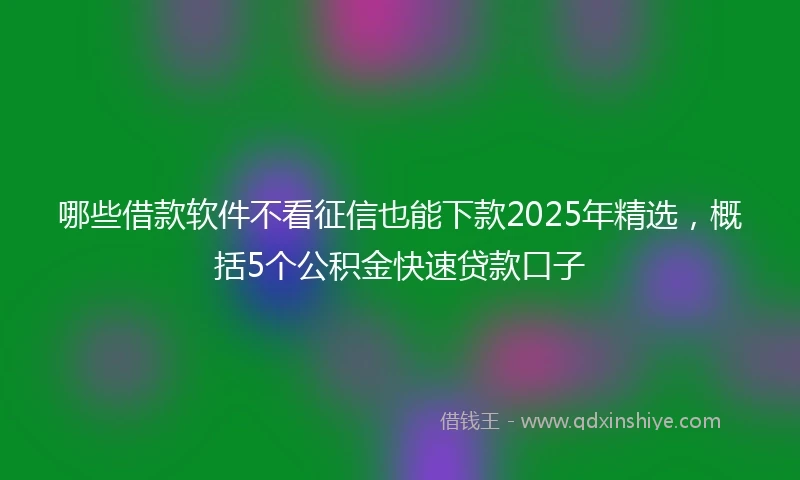 哪些借款软件不看征信也能下款2025年精选，概括5个公积金快速贷款口子