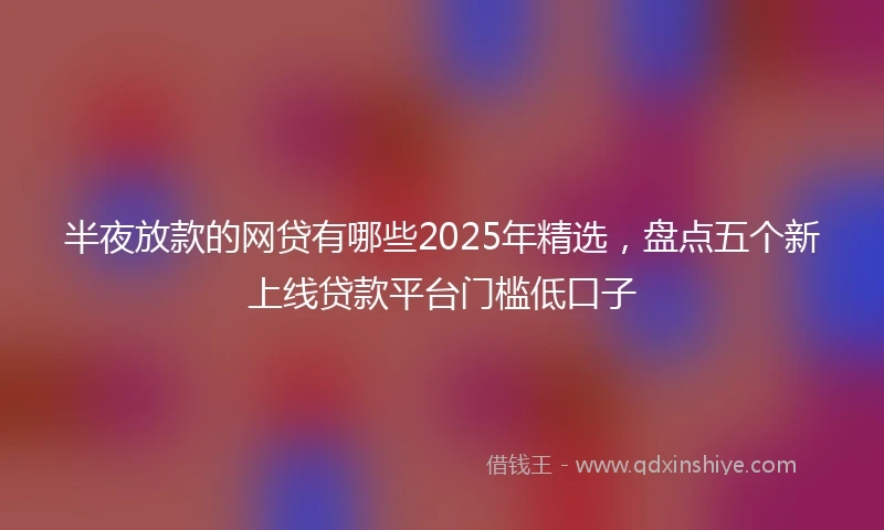 半夜放款的网贷有哪些2025年精选，盘点五个新上线贷款平台门槛低口子