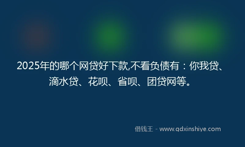 2025年的哪个网贷好下款,不看负债有：你我贷、滴水贷、花呗、省呗、团贷网等。