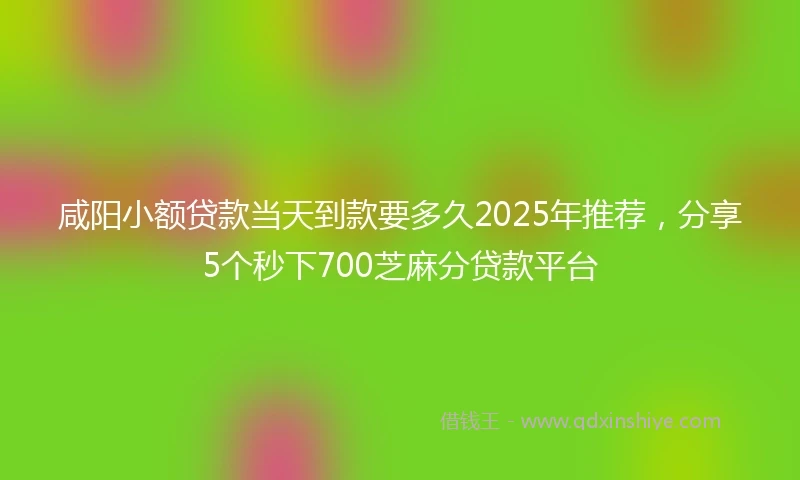 咸阳小额贷款当天到款要多久2025年推荐，分享5个秒下700芝麻分贷款平台